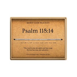 Sterling Silver Christian Bracelets for Women | Psalm 118:14 Bible Verse Morse Code | S925 Bracelets Inspirational Gifts for Women