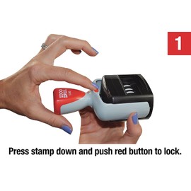 2000 Plus 011034 Two-Color Word Dater, 1 3/4 x 1,"Received", Self-Inking, Blue/Red