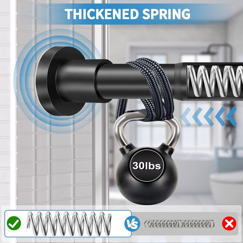 ZYRW Black Shower Curtain Rod 36-68 Inches (3-5.6ft) Non Rust