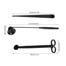 Recortador de mecha de vela, acero inoxidable, 3 piezas, juego de accesorios para velas, duradero para decoración de dormitorio, accesorio para velas(negro)