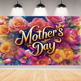 Mothers Day Backdrop,Happy Mothers Day Banner Great Mother I Love You Mom Mother Decorations and Supplies for Home-71 x 43 inches (Multicolored)