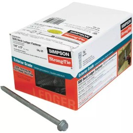 Simpson Strong-Tie (1)-Simpson Strong-Tie 1/4" D X 5" Hex Drive Deck Screw 25/Pk SDS25500-R25L