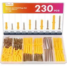 Gorffy 230PCS Screws and Wall Plugs Set, 115 x Masonry Screws and 115 x Expansion Anchor Bolts, M3/M4/M5/M6/M8 Assorted Wall Plug and Screw, Masonry Screw for Brick Wall & Concrete Fixing