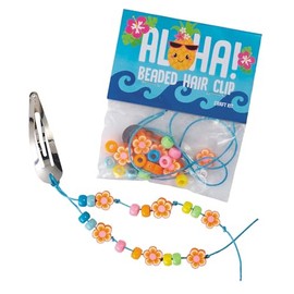 Fun Express 6" Luau Beaded Snap in Hair Clip Craft Kit - Makes 12