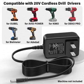HIENADTOR 21V Battery Charger for 20V Cordless Drill Power Cord Supply AC Adapter fits for OUBEL for AVID, for OAKLAR for Adedad for AILUKI for Bielmeier for KIMO for DEKO for DEKOPRO 20V Drill Driver