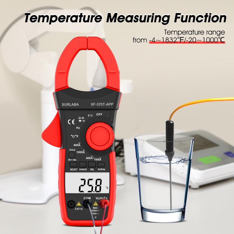 SURLABA Multimeter Digital Clamp Meter AC/DC Electrical Tester 4000 Counts