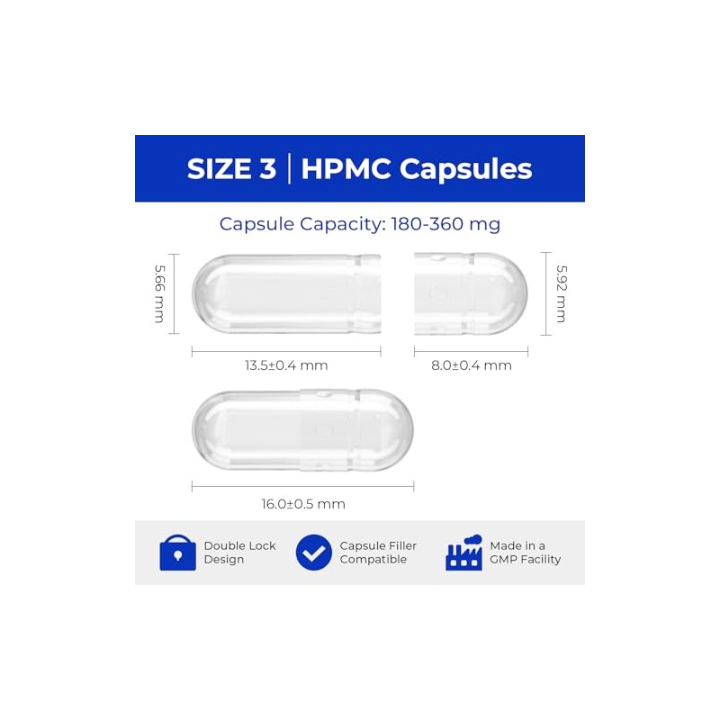 ATLEMISME Empty Vegan Capsules Size 3 - Vegan Capsules Empty