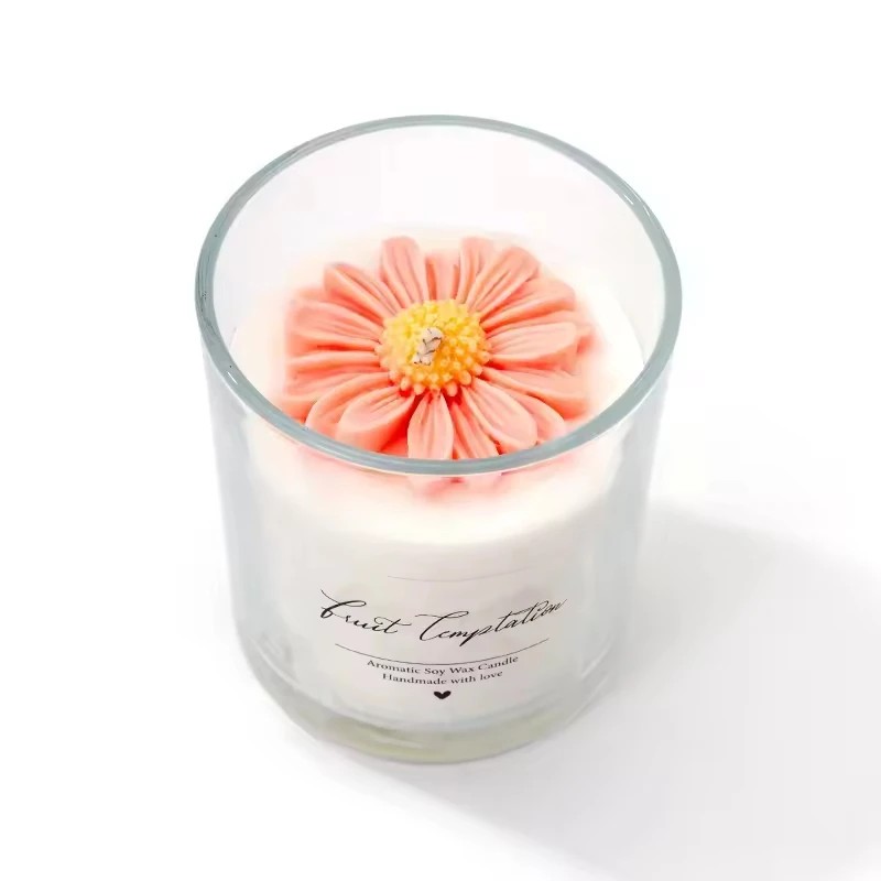 AIKUN Luxury Handmade Peony Flower Scented Candle Soy Wax Glass