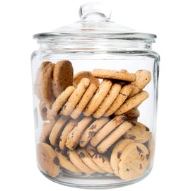 AMZ Empire 1 Gallon Glass Jar With Glass Lid, Set With Disposable Tong, Old Fashioned Clear Glass Large Kitchen Round Storage Container For Pastries Candy Cookie Bagels Coffee Beans Penny