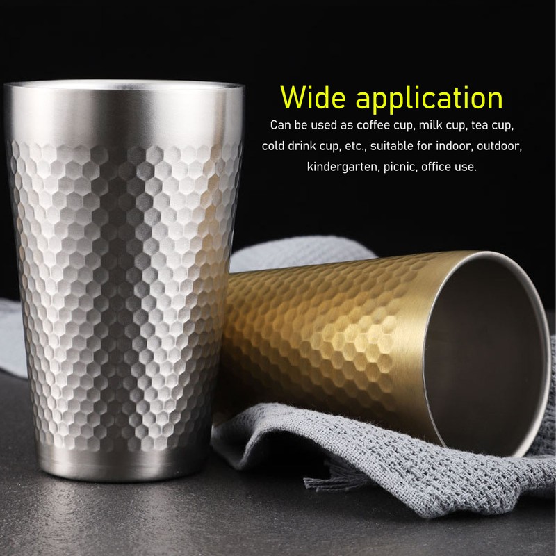 2pcs 304 Stainless Steel Pint Cup Hot Cold Drinking Cup