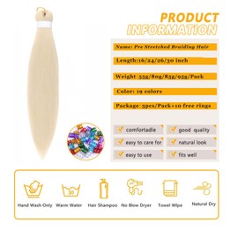 Braiding Hair Pre Stretched for Women Hair Extensions Box Braids Soft Synthetic Knotless Yaki Texture Hot Water Setting Braid Blonde 613 (16inch 3Packs)