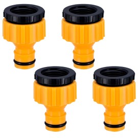 Chtaoxin 4 PCS Outdoor Tap Hose Connector, 3/4 inch and 1/2 inch BSP 2in1 Hose Pipe Tap Connector, Threaded Faucet Adapter, Plastic Tap Adapter for Hose, Kitchen Tap Hose Connector