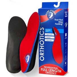 Pure Stride Professional Full Length Orthotics - Shoe Insert & Support for Metatarsals, High Arch, Flat Feet - Pain Relief for Plantar Fasciitis, Arch, Heel - 1 Pair, Men's 9-9.5 / Women's 11-11.5