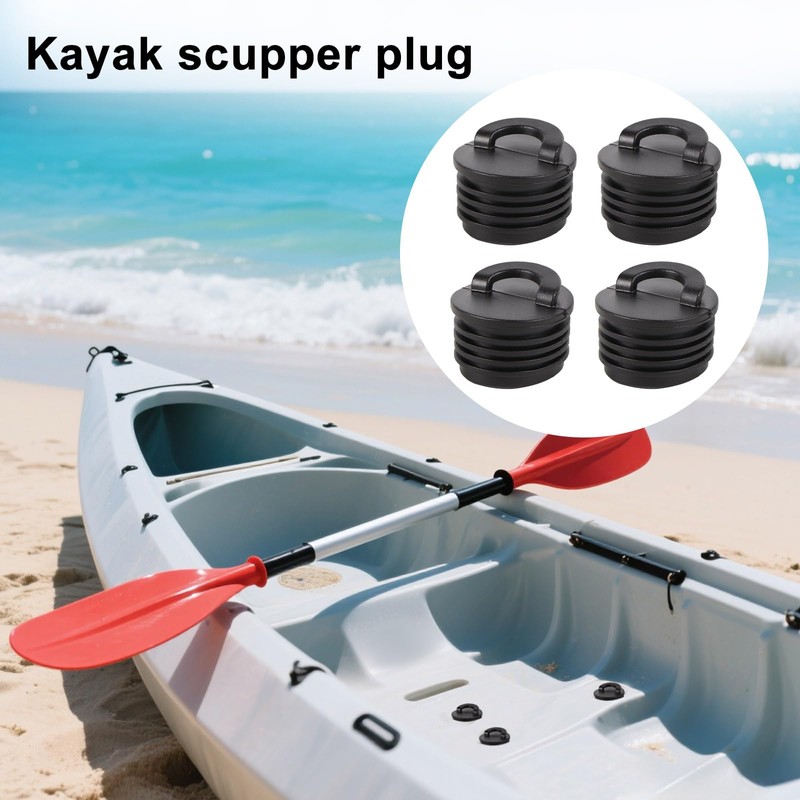 4pcs Kayak Scupper Plugs, Push-in Drain Hole Stoppers with Pull