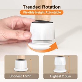 xuenair Adjustable Furniture Risers, 1.6-2.6 inch Bed Risers White, Durable Plastic and Anti Slip Couch Risers 2 inch for Sofa Bed Table and Chair Lifts(White - 4 pcs)