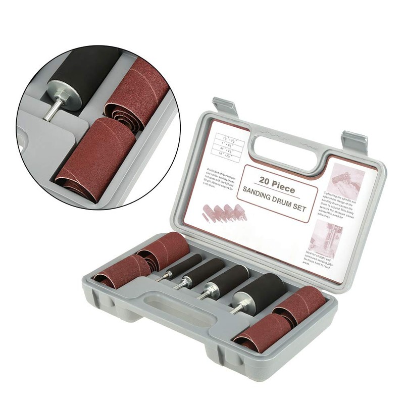20-Piece Drum Sander Set with Sanding Drum Kit for Drills,