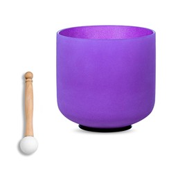 SOUNDELLO 11 inch White D Note Sacral Chakra Quartz Crystal Singing Bowl, for Healing Mindfulness Meditation Yoga Sound Baths, with Rubber Mallet O-ring