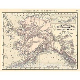 Historic Map - 1892 Rand McNally & Co.'s Indexed Atlas of The World Map of Alaska - Vintage Wall Art - 24in x 18in