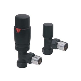 Noir Black Angled Thermostatic Radiator Valves - Energy Saving