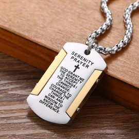 Cupimatch Cross Necklace with Bible Engraving Men's Necklace Prayer Stainless Steel Jewellery 61 cm Gold, Stainless steel, stainless steel
