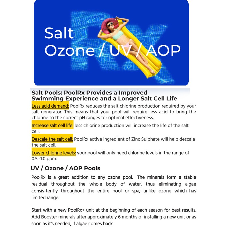 Pool RX 102001 6 Month Swimming Pool Algaecide Replacement, 8