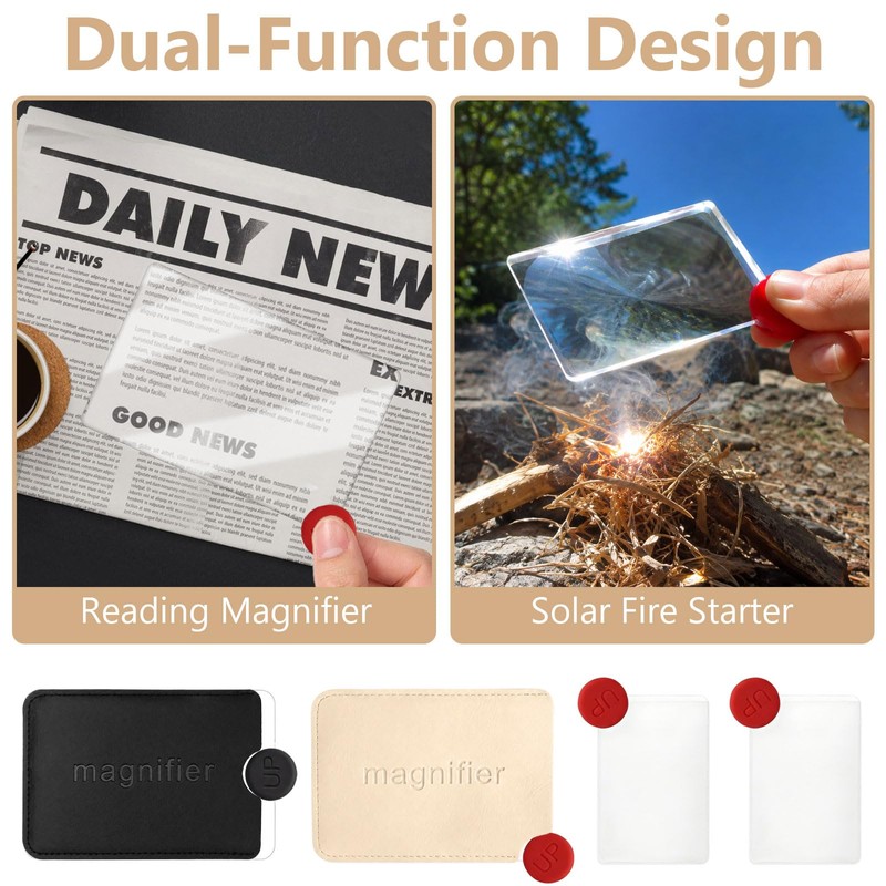 4 PCS 3X Fresnel Magnifying Glass, Portable Credit Card Magnifier