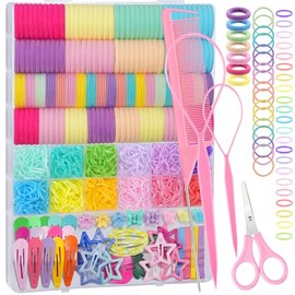 Elastic Hair Ties, IKOCO Hair Accessories for Girls Colorful Baby Rubber Bands for Toddler with Hair Clips