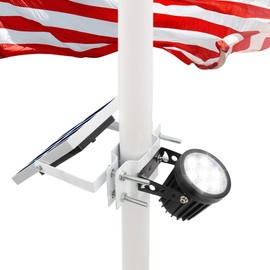 APONUO Solar Flag Light - Fits 1.4-3' Flag Poles, 2 Brightness Levels, Dusk to Dawn, IP65 Waterproof, Brightest for Outdoor Landscape, Patio (White)