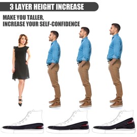 Oneroomone 3-Layer Raiser Insole, Height Adjustable Insoles 2-6 cm, Height Increase Insole with Air Cushion Elevator Kits Inserts for Men and Women, Hidden Insole