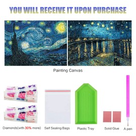 Amison, Kit de Pintura de Punto de Cruz, Noche Estrellada