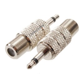 CablesOnline 2-Pack 3.5mm (1/8") TS Male to F-Type Female Coaxial Metal Adapter, AV-A26-2