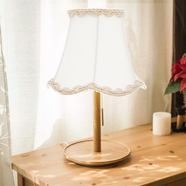 Baluue Cream Scalloped Gallery Medium Bell Lamp Shade, 5.3" Fabric desktop Lamp ShadeTop x 5.3" High (Clip-on) Replacement for E27 Lamp