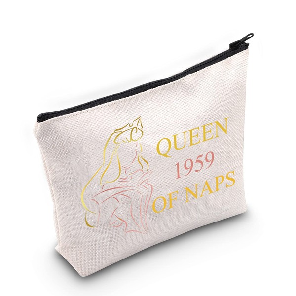 LEVLO Women Girls Zipper Cosmetic Bag, Queen Of Nap,