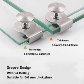 Glass Door Handle Pull Knob Stainless Steel Glass Door Handle Shower Door Knobs Door Clips Cabinet Handle Furniture Handle Drawer Handle No Drilling for Door Thickness 5-6 mm Showcases, Cabinets,