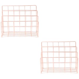 Operitacx 2stücke Magazine Organizer Rack Moderner Desktop-Mail Sortierer Mit Fächern Metall Für Büro Und Zuhause Roségold Für Aufbewahrung Von Zeitschriften Post Und Dokumenten
