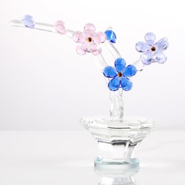 Arikyrist Crystal Colorful Forget Me Not Gifts for Women Collectible Figurines Glass Flowers Ornaments for Room Unique Presents for Her Parents on Christmas