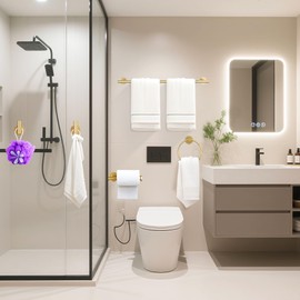 6 Pieces Brushed Gold Bathroom Hardware Accessories Set, SUS304 Stainless Steel 24 Inch Bath Towel Bar Set, Round Bathroom Towel Holder Set, Towel Racks for Bathroom Wall Mounted