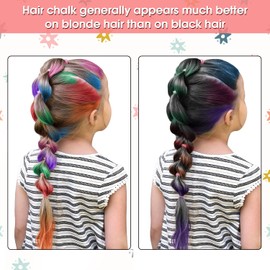 New Hair Chalk Comb for Girls Kids, Washable Temporary Hair Color Dye for Kids Age 5 6 7 8 9 10+ Birthday Party Gift Cosplay DIY, Children's Days (White, Black)