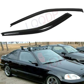 LQQDP 2pcs Front Smoke Sun/Rain Guard Outside Mount Tape-On Window Visors Compatible with 96-00 Civic 2-Door Coupe/3-Door Hatchback