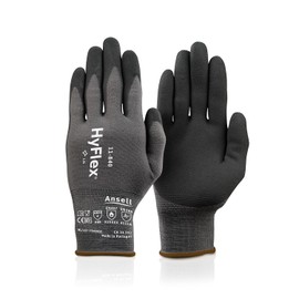 Ansell HyFlex 11-840 Guantes industriales ergonómicos de nailon resistente a la abrasión y con revestimiento de nitrilo para automoción, fabricación, pequeños (7) gris (1 par)