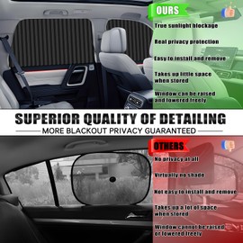 ZATOOTO Blackout Window Shades 4 Pack - Magnetic Sun Shade for Side Windows, Privacy Car Blind Curtains, Baby, Pet, Camping, Travel