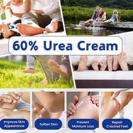 Urea Cream 60 Percent for Feet Set, Urea Foot Cream for Cracked Heels and Dry Skin, Cracked Heel Repair Cream For Feet and Hand and Body Care Hydrates, Softens & Exfoliates Women & Men
