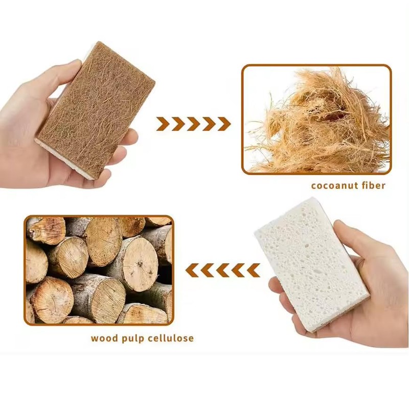 12 Pieces Natural Biodegradable Heavy Duty Scouring Pad Scratch Resistant