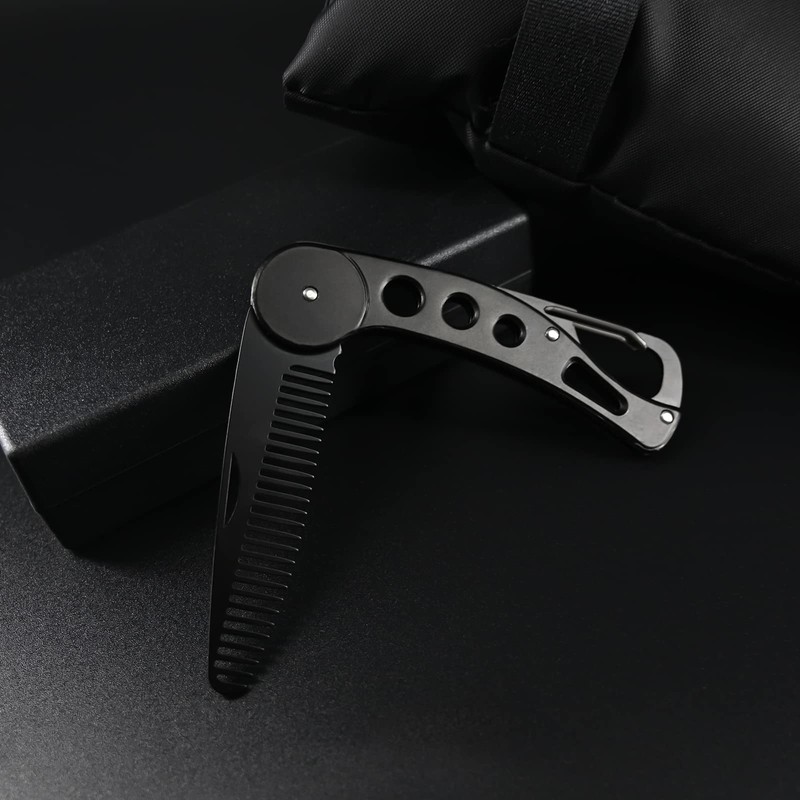 YancLife Beard Comb, Stainless Steel Folding Beard for Men Grooming