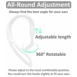 3 Pairs Ear Hooks Compatible with AirPods Pro 2nd 1st and 3 2 1, 360 Angle Rotation Adjustable Length Anti-Slip Sport Earhooks Wing Tips Holder Compatible with AirPods 3 2 1 and Pro 2 1 - Translucent
