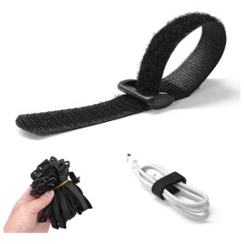 50pzs Cincho Cables Con Velcro Reutlizable Alta Calidad Negro