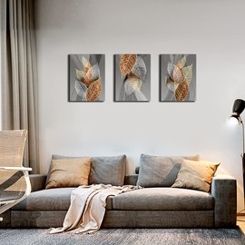 Canvas Wall Art For Living Room Family Wall Decorations For Kitchen Modern Bathroom Wall Decor Black Paintings Abstract Leaves Pictures Artwork Inspirational Canvas Art Bedroom Home Decor 3 Pieces