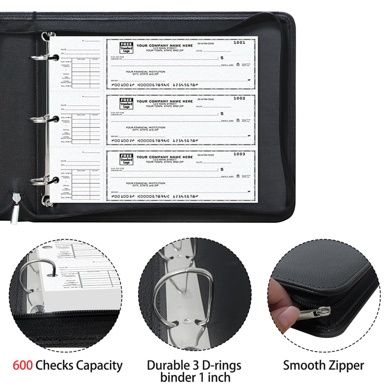 LLi Cufite 3 Rings Check Binder for End-Stub Deskbook Checks,