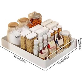 dainslef Pull Out Cabinet Organizer Fixed With Adhesive Film, Heavy Duty Storage and Organization Slide Out Pantry Shelves Sliding Drawer Pantry Shelf for Kitchen