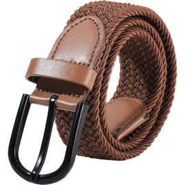 Coubeau Children's Braided Elastic Belt Stretch Golf Baseball Belt for Boys and Girls Aged 4-12 Stretch, brown